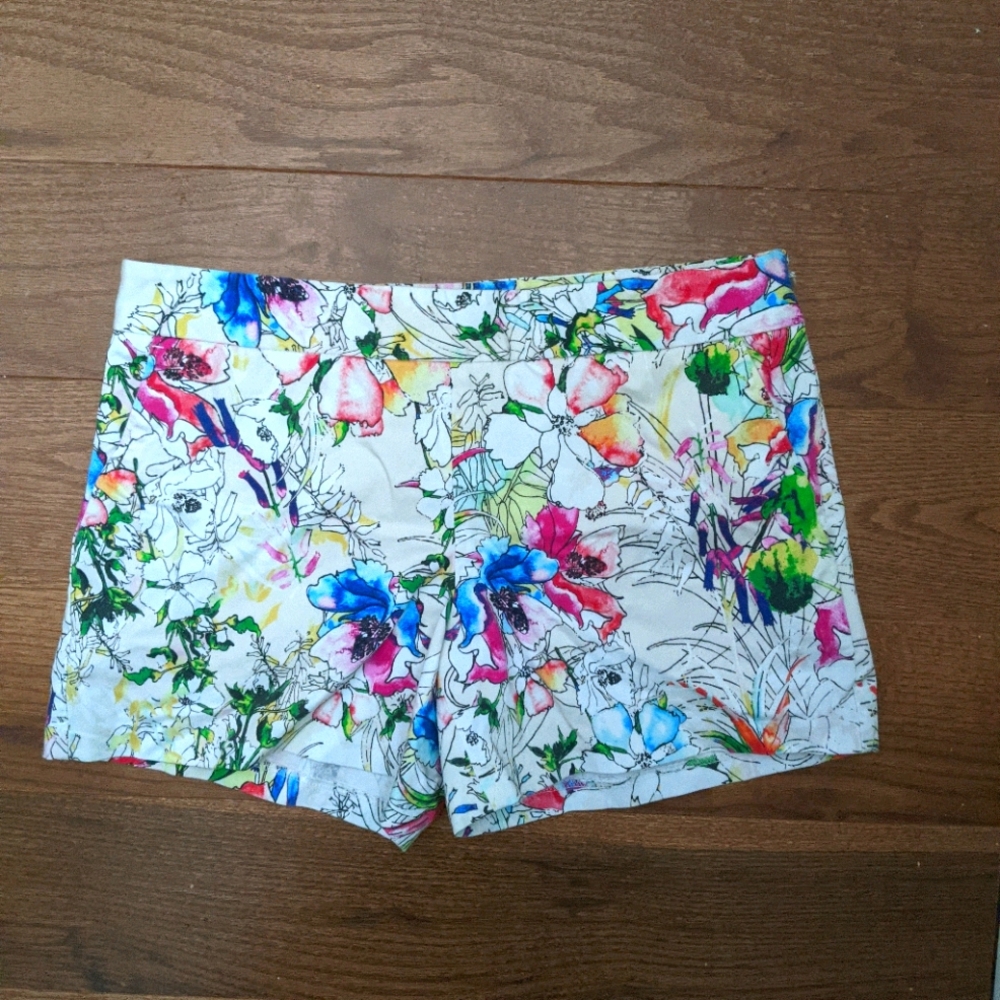 Express Floral Watercolor Stretch Shorts sz 4